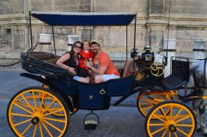 Marianna, her husband and daughter in Sevilla, Spain